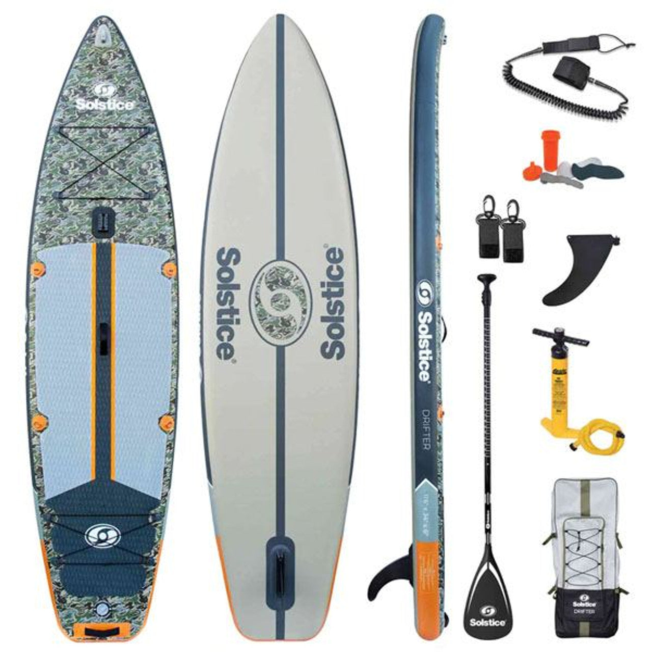 Solstice Drifter Camo Inflatable Stand-Up Paddle Board Kit